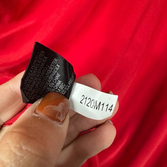 2/$30 Tahari Arthur S. Levine Draped Faux Wrap Cocktail Dress Red 14 #BAG5 - Picture 7 of 8